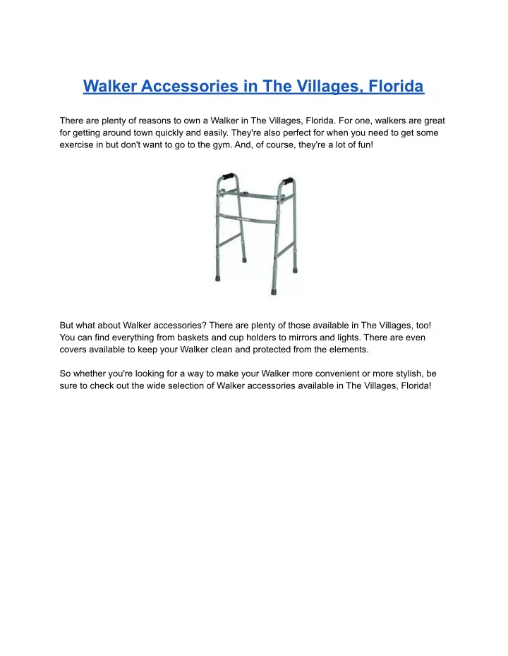 walker accessories in the villages florida