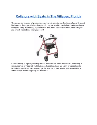 rollators with seats in the villages florida