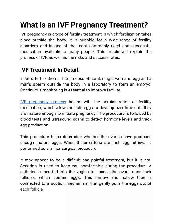 what is an ivf pregnancy treatment