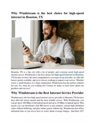 why windstream is the best choice for high speed