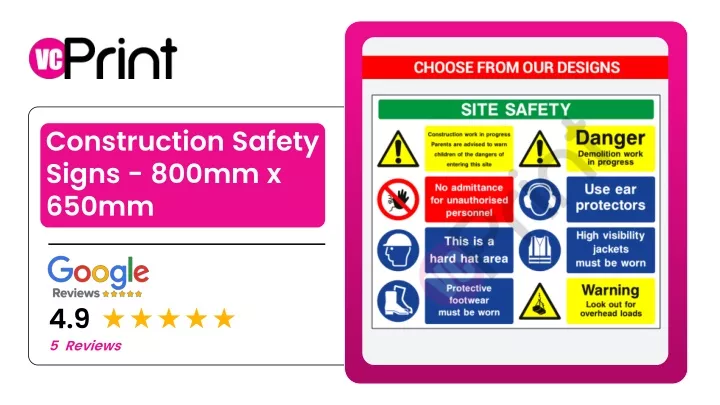 construction safety signs 800mm x 650mm
