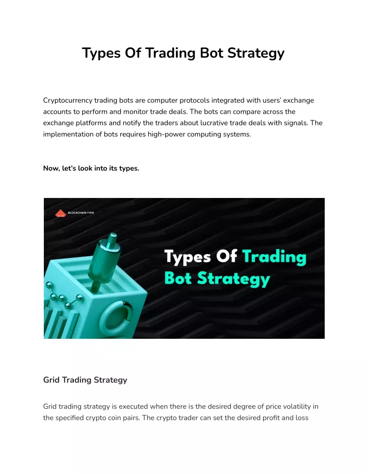 types of trading bot strategy