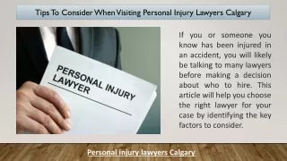 Tips To Consider When Visiting Personal Injury Lawyers Calgary