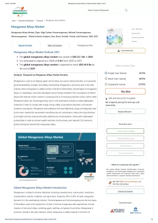 Manganese Alloys Market _ Global Industry Report, 2031