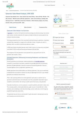 Generator Sales Market Estimated to reach US$ 37.0 Bn by 2026