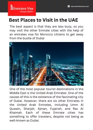 Best Places to Visit in the UAE for Morocco nationals