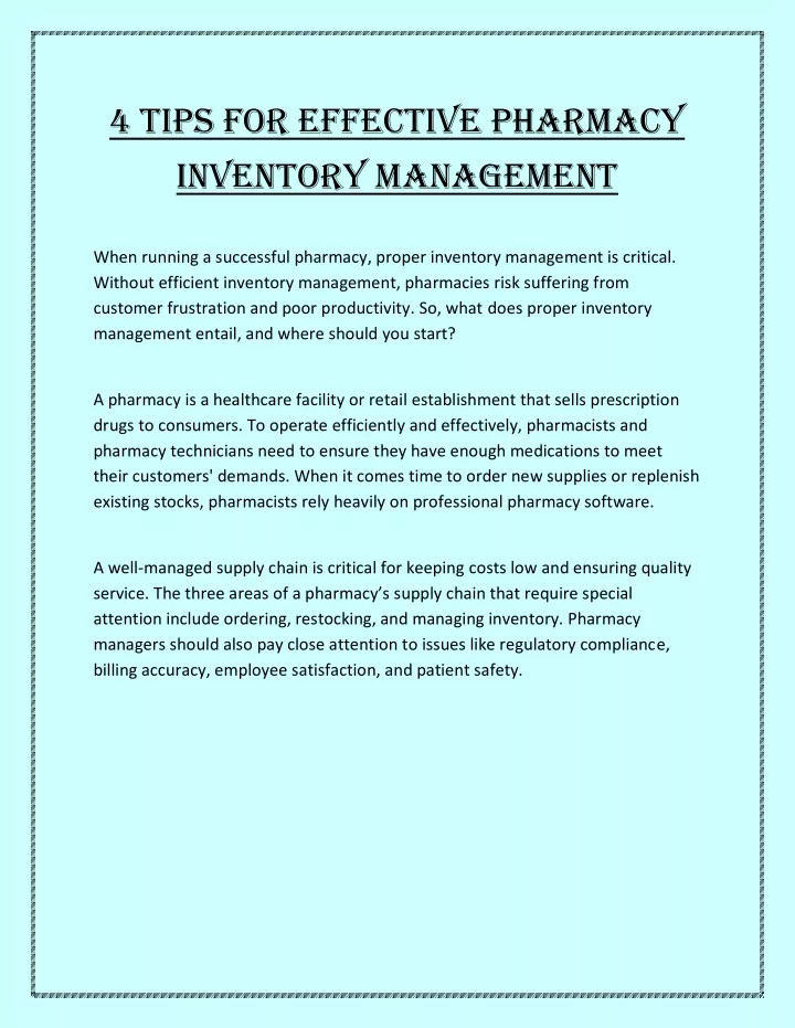 4 tips for effective pharmacy inventory management