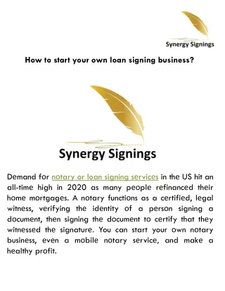 How to start your own loan signing business