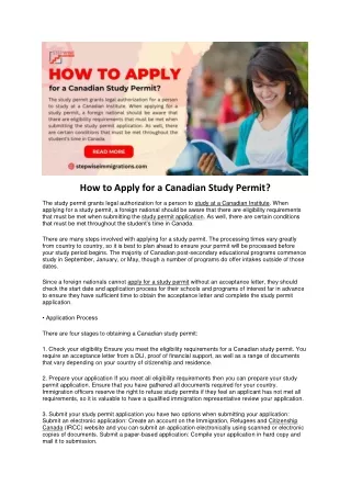 How to Apply for a Canadian Study Permit