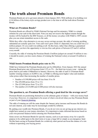 The truth about Premium Bonds
