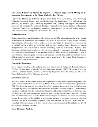 the global e discovery market is expected