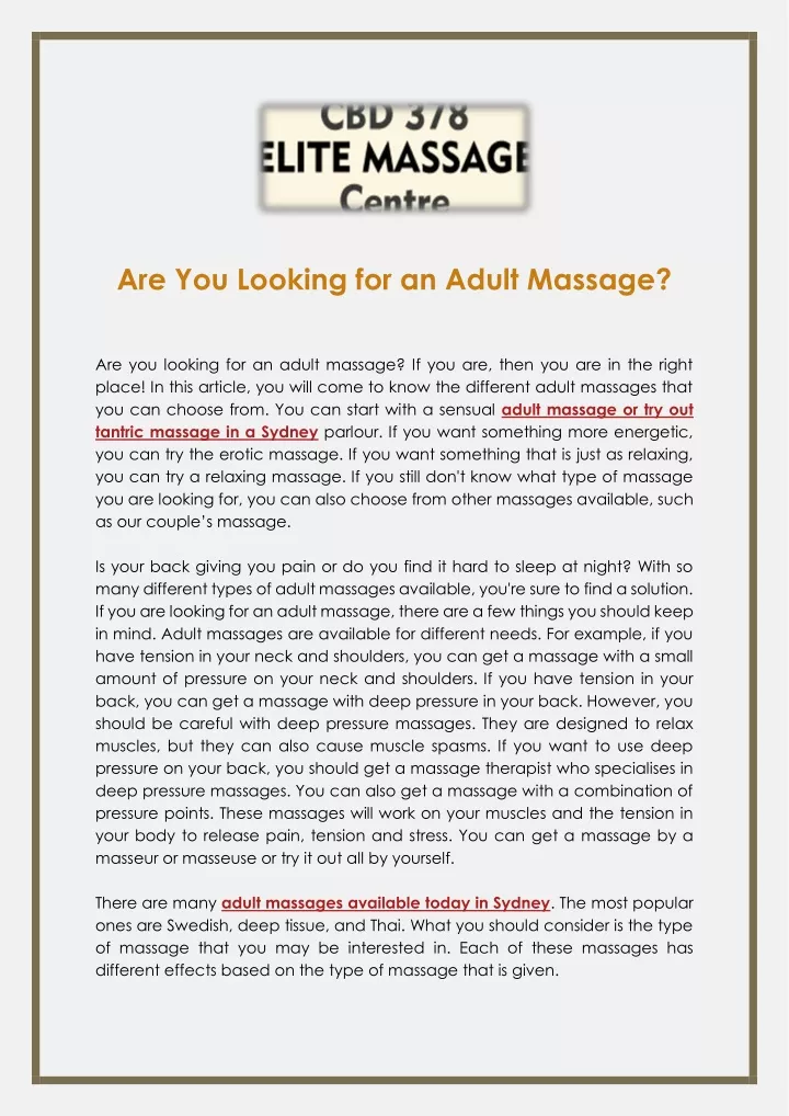 are you looking for an adult massage