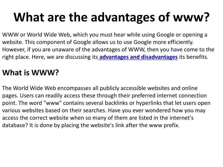 what are the advantages of www