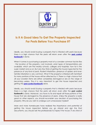 Is It A Good Idea To Get The Property Inspected For Pests Before You Purchase It