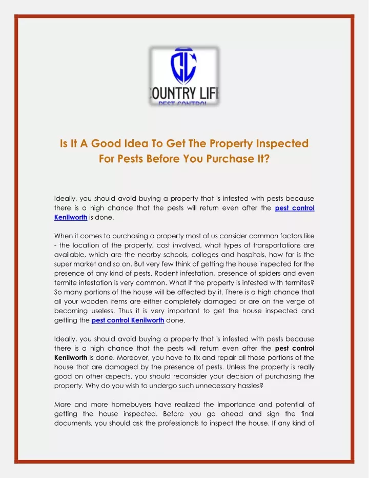 is it a good idea to get the property inspected