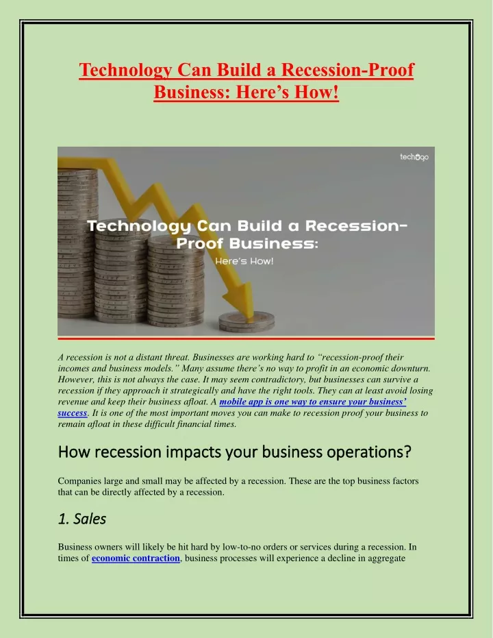 technology can build a recession proof business