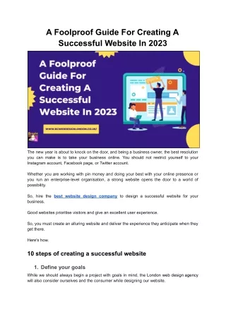 A Foolproof Guide For Creating A Successful Website In 2023