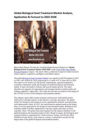 global biological seed treatment market analysis