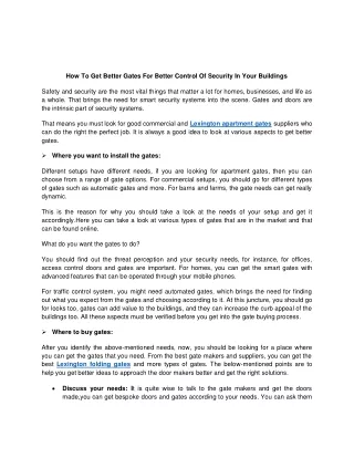 how to get better gates for better control