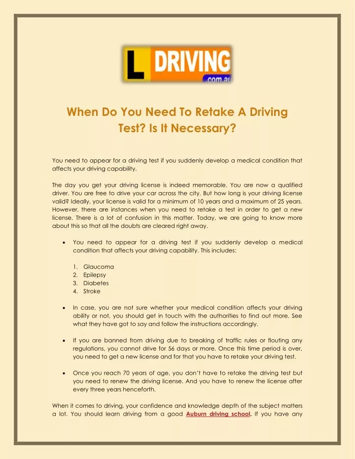 when do you need to retake a driving test