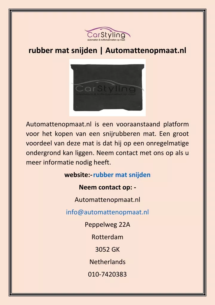 rubber mat snijden automattenopmaat nl