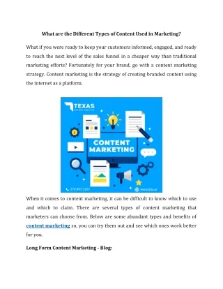 What are the Different Types of Content Used in Marketing?