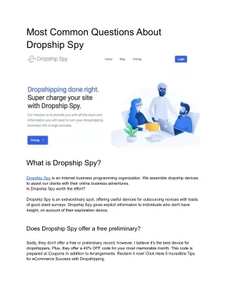 Most Common Questions About Dropship Spy