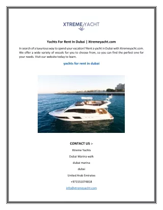 Yachts For Rent In Dubai  Xtremeyacht.com