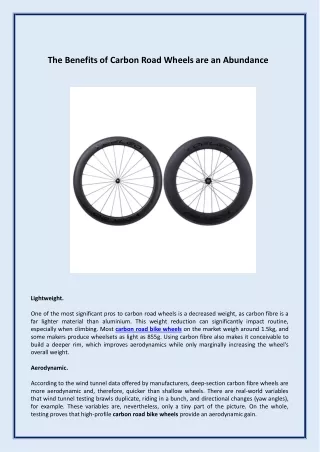 The Benefits of Carbon Road Wheels are an Abundance