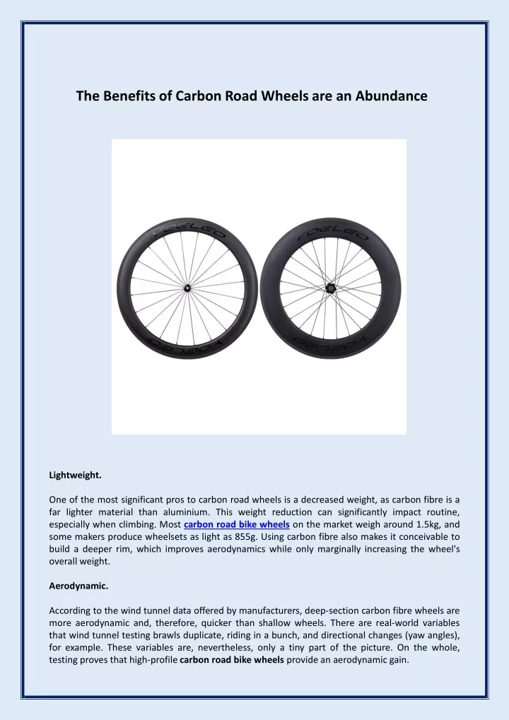 the benefits of carbon road wheels