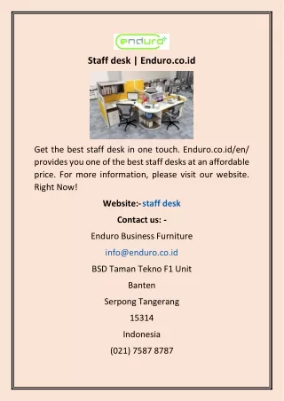 Staff desk | Enduro.co.id