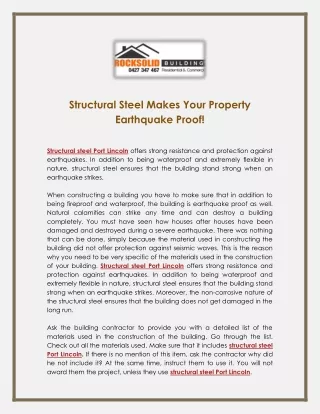 Structural Steel Makes Your Property Earthquake Proof
