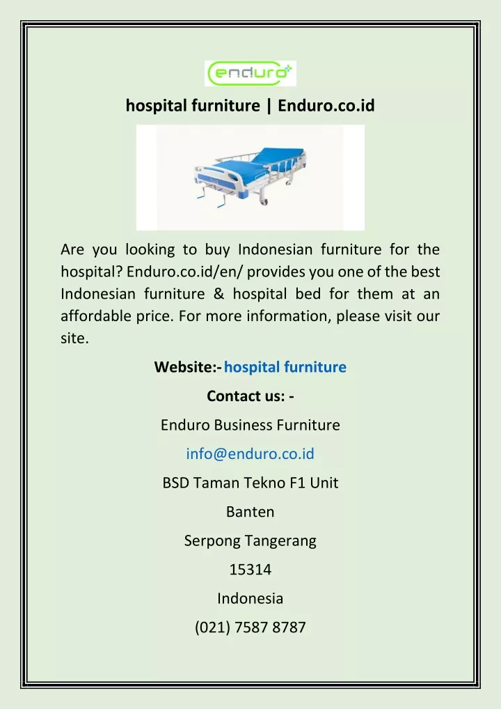 hospital furniture enduro co id