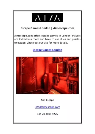 Escape Games London  Aimescape.com