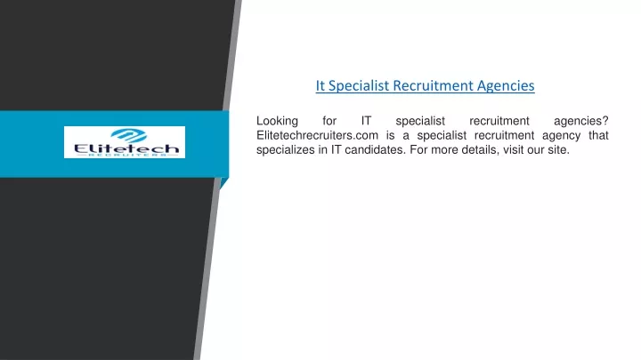 it specialist recruitment agencies