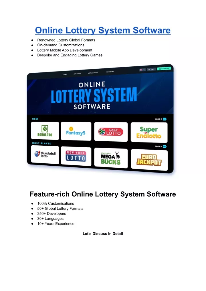 online lottery system software