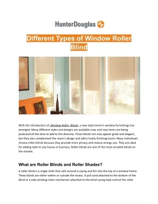 different types of window roller blind