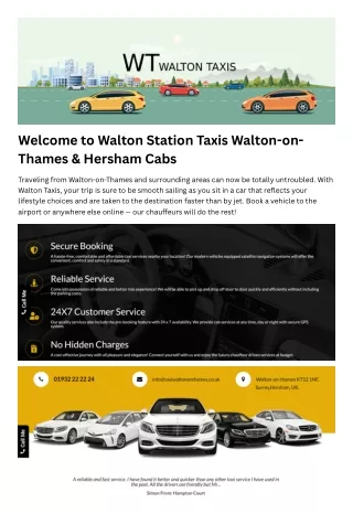 Taxi Walton-on-Thames & Hersham