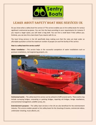 Learn About Safety Boat Hire Services UK