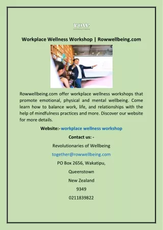 Workplace Wellness Workshop | Rowwellbeing.com