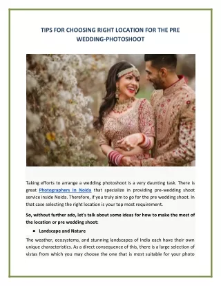 Tips For Choosing Right Location For The Pre Wedding Photoshoot