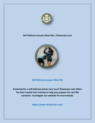 Self Defense Lessons Near Me | Shaansaar.com