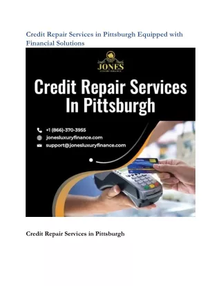 Credit Repair Services in Pittsburgh Equipped with Financial Solutions