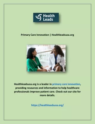 Primary Care Innovation | Healthleadsusa.org