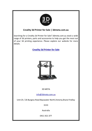 Creality 3d Printer for Sale 3dmeta.com.au