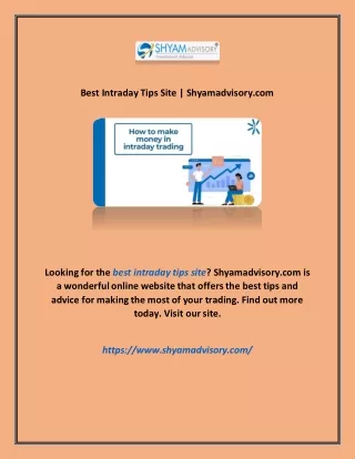best intraday tips site shyamadvisory com