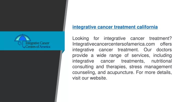 PPT - Integrative Cancer Treatment California ...