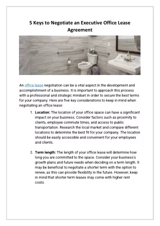 5 Keys to Negotiate an Executive Office Lease Agreement