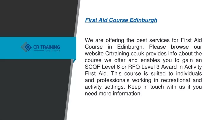 first aid course edinburgh we are offering