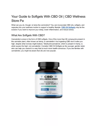 Your Guide to Softgels With CBD Oil _ CBD Wellness Store Pa